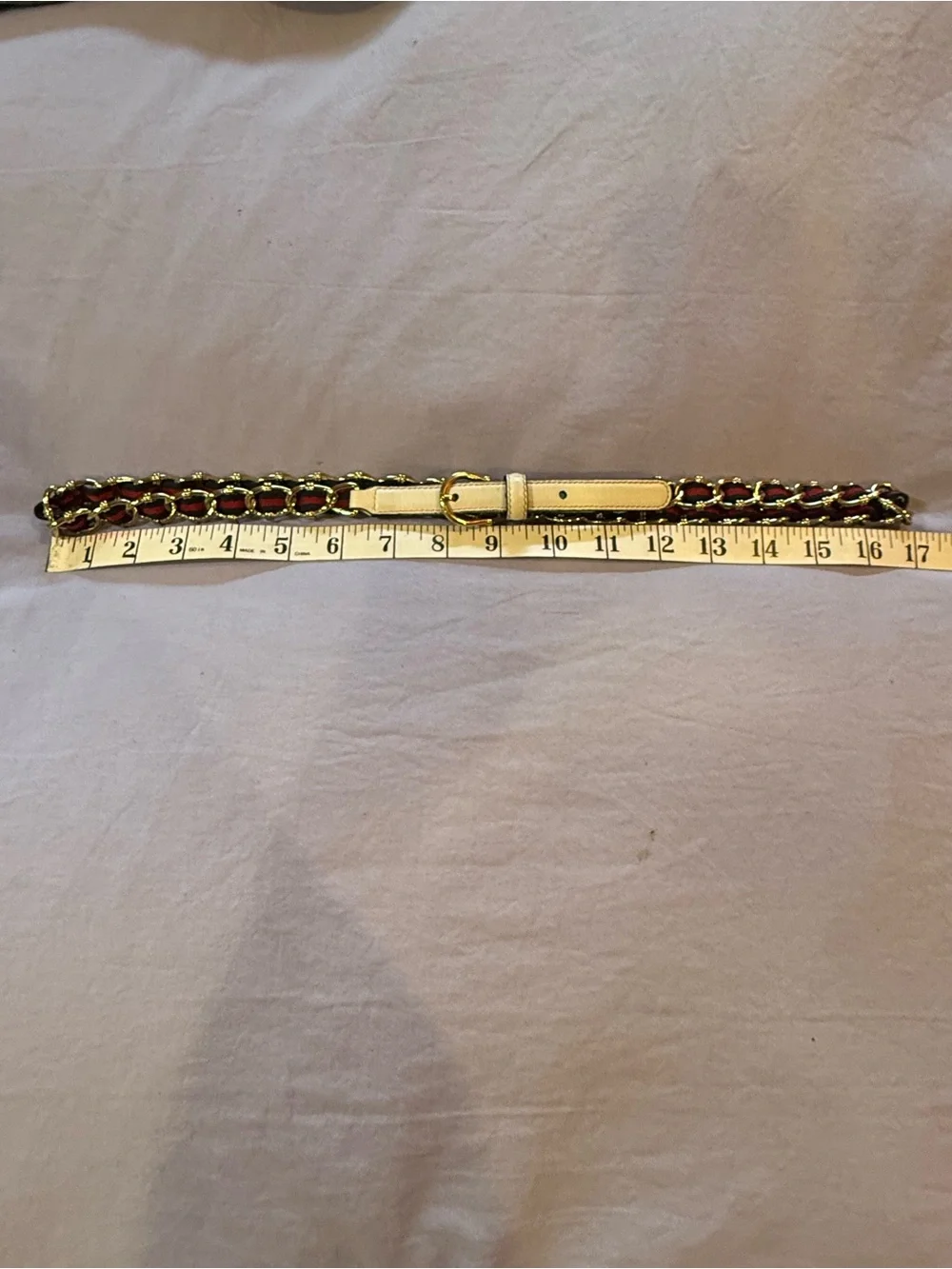 Gucci Leather and Red Chain-Link Waist Belt